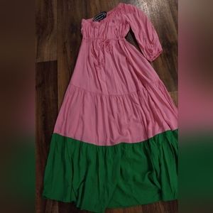 Scoop Tiered Maxi One Shoulder Begonia Pink Dress Size Medium NEW